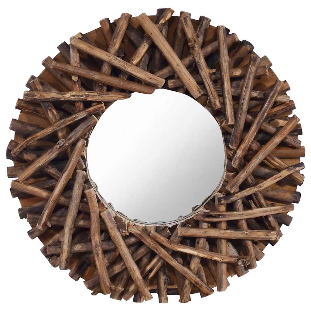 288801 vidaXL Wall Mirror 40 cm Teak Round