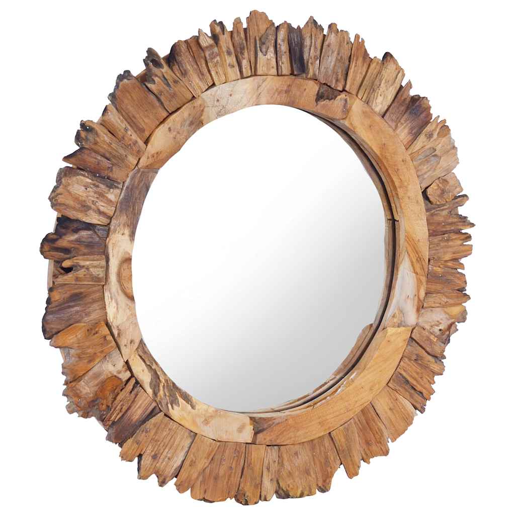 288804 vidaXL Wall Mirror 60 cm Teak Round