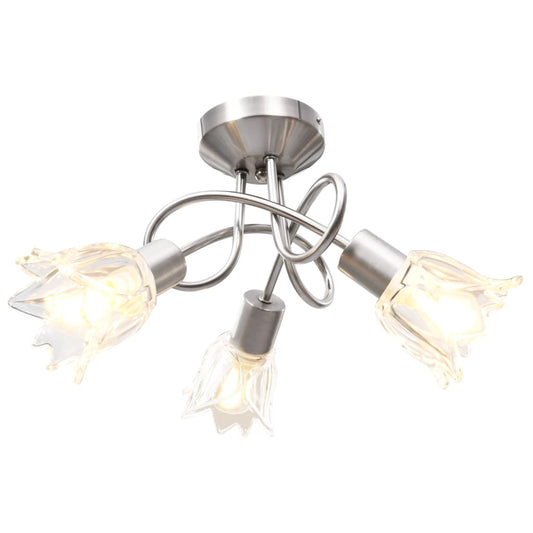 vidaXL Ceiling Lamp with Transparent Glass Shades for 3 E14 Bulbs Tulip