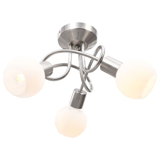 vidaXL Ceiling Lamp with Ceramic Shades for 3 E14 Bulbs White Bowl