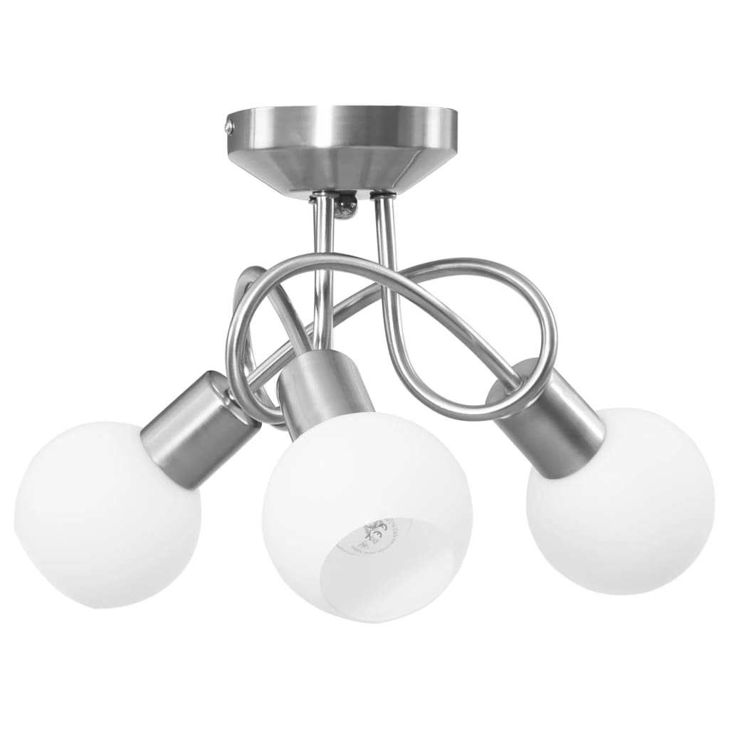 vidaXL Ceiling Lamp with Ceramic Shades for 3 E14 Bulbs White Bowl