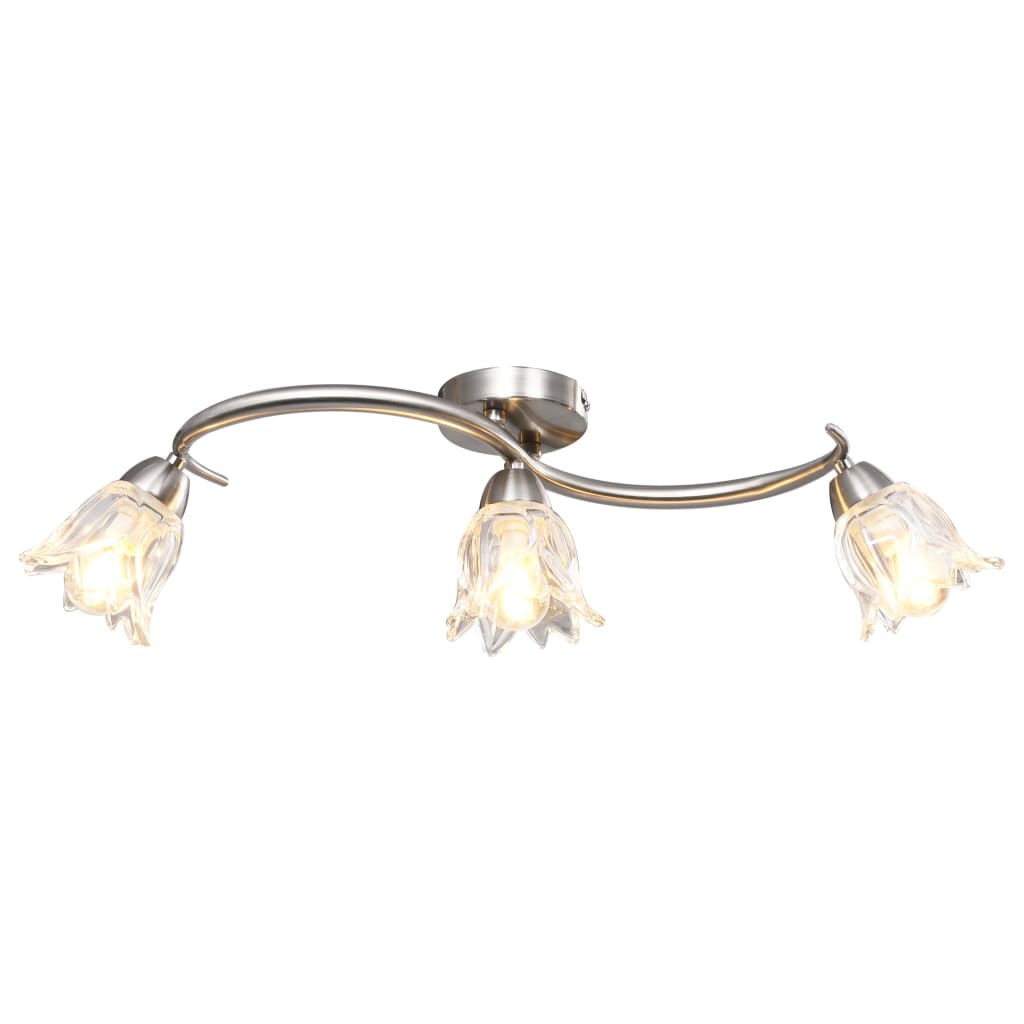 vidaXL Ceiling Lamp with Transparent Glass Shades for 3 E14 Bulbs Tulip