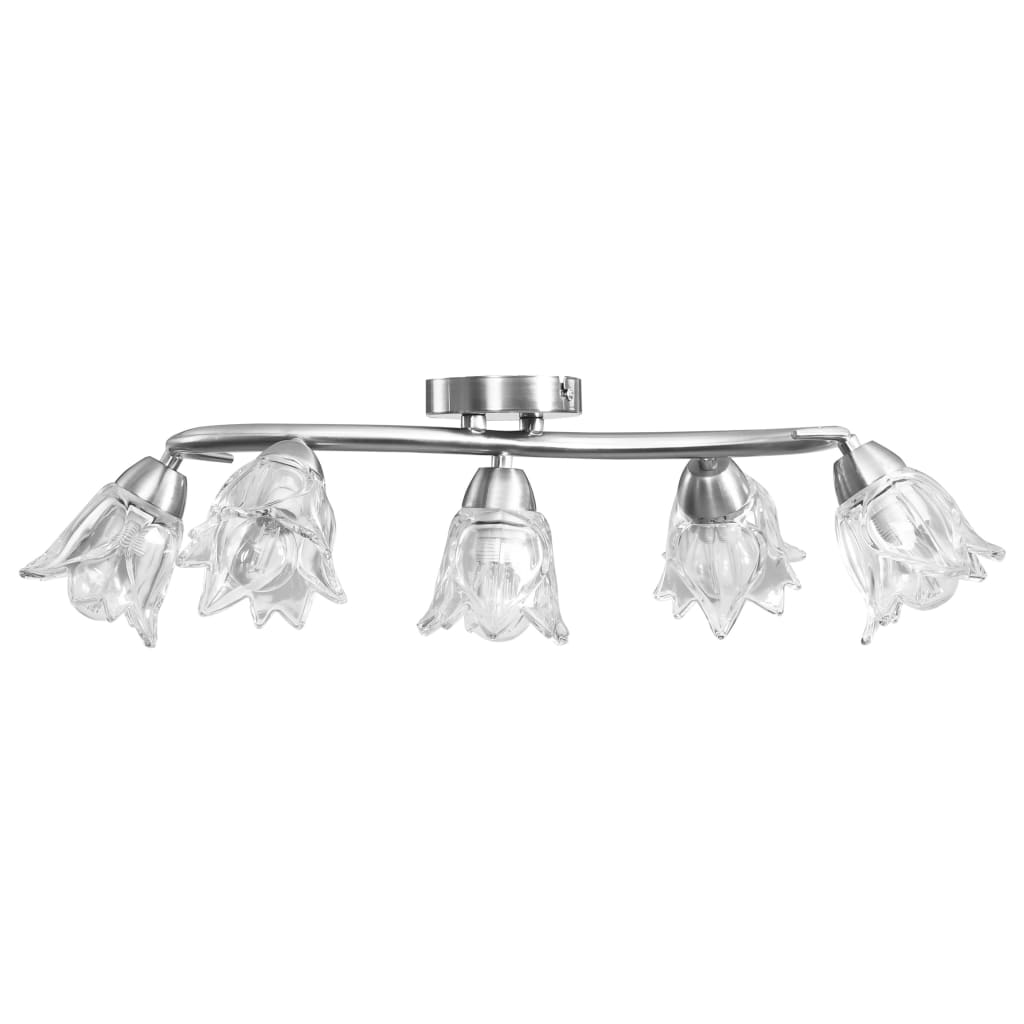 vidaXL Ceiling Lamp with Transparent Glass Shades for 5 E14 Bulbs Tulip