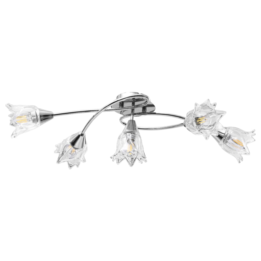 vidaXL Ceiling Lamp with Transparent Glass Shades for 5 E14 Bulbs Tulip