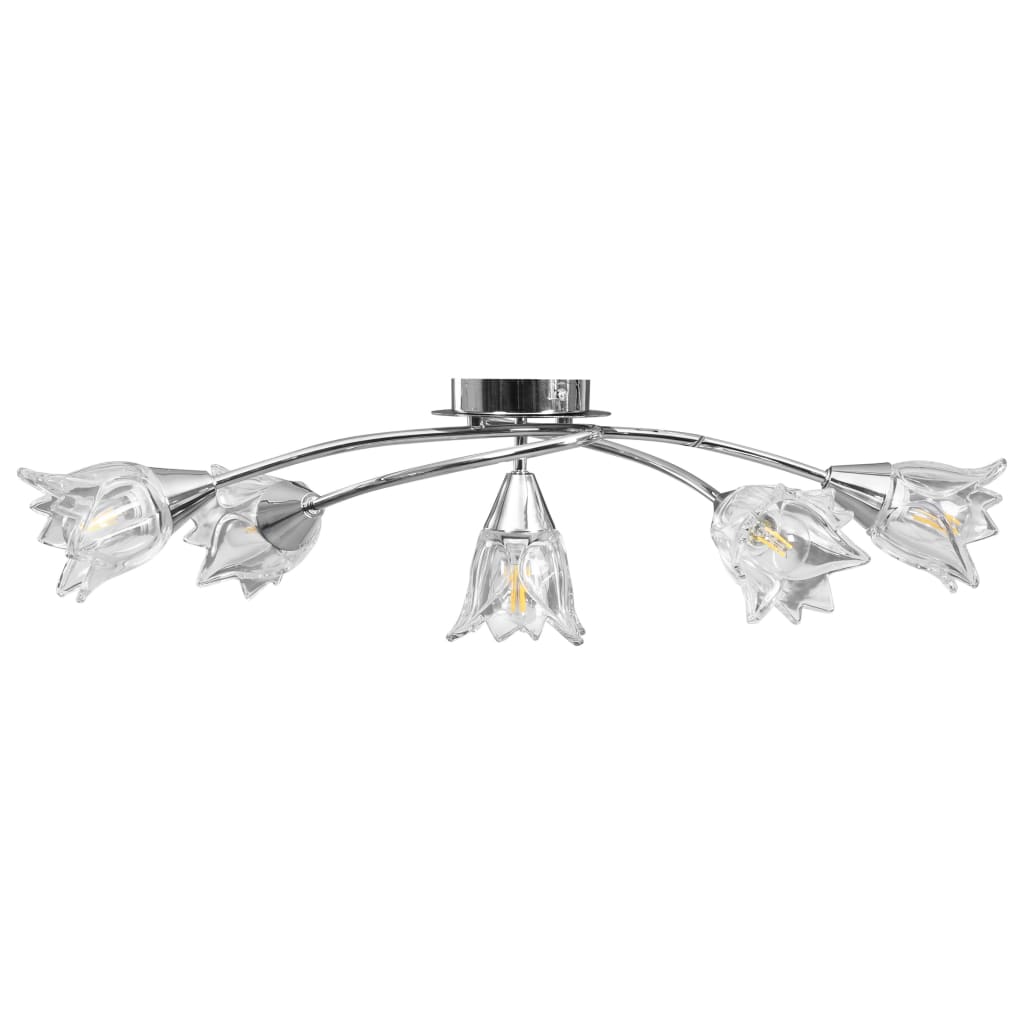 vidaXL Ceiling Lamp with Transparent Glass Shades for 5 E14 Bulbs Tulip