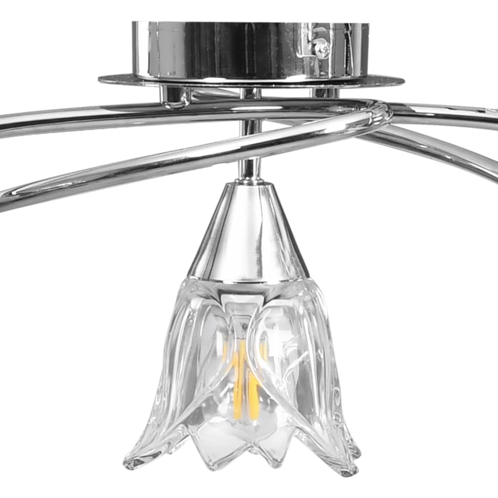 vidaXL Ceiling Lamp with Transparent Glass Shades for 5 E14 Bulbs Tulip