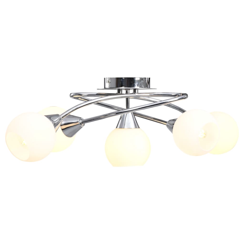 vidaXL Ceiling Lamp with Ceramic Shades for 5 E14 Bulbs White Bowl