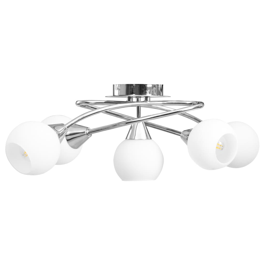 vidaXL Ceiling Lamp with Ceramic Shades for 5 E14 Bulbs White Bowl