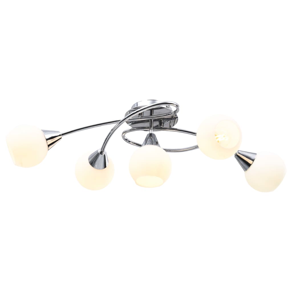 vidaXL Ceiling Lamp with Ceramic Shades for 5 E14 Bulbs White Bowl