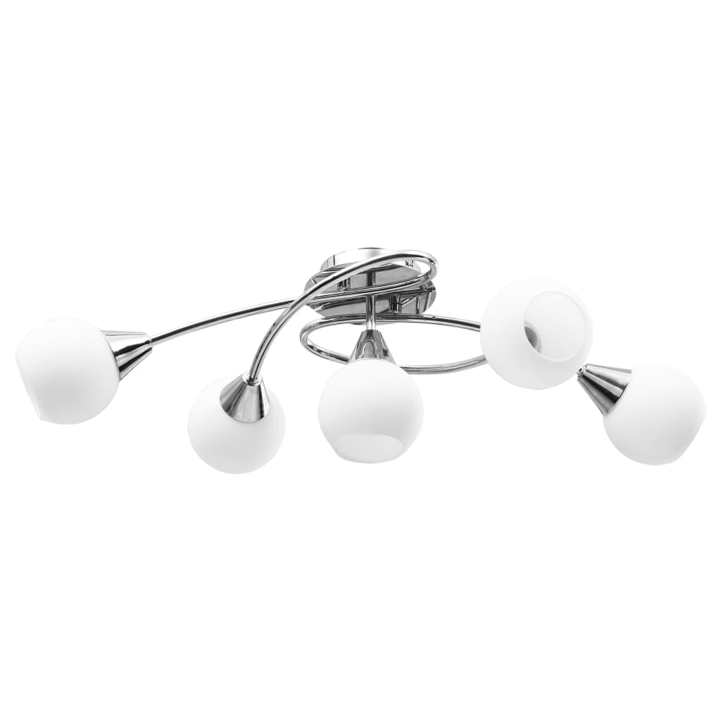 vidaXL Ceiling Lamp with Ceramic Shades for 5 E14 Bulbs White Bowl