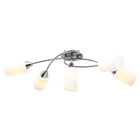 vidaXL Ceiling Lamp with Ceramic Shades for 5 E14 Bulbs White Cone