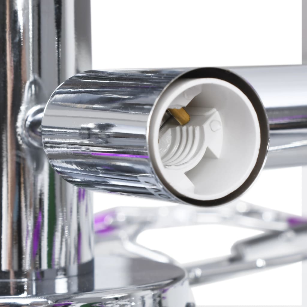 vidaXL Ceiling Lamp with Acrylic Crystal Leaf Arms for 5 E14 Bulbs Purple