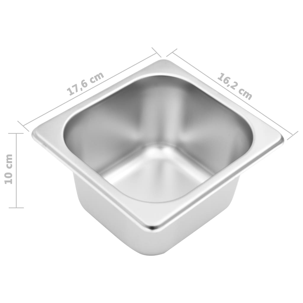 vidaXL Gastronorm Container Holder with 8 GN 1/6 Pan Stainless Steel