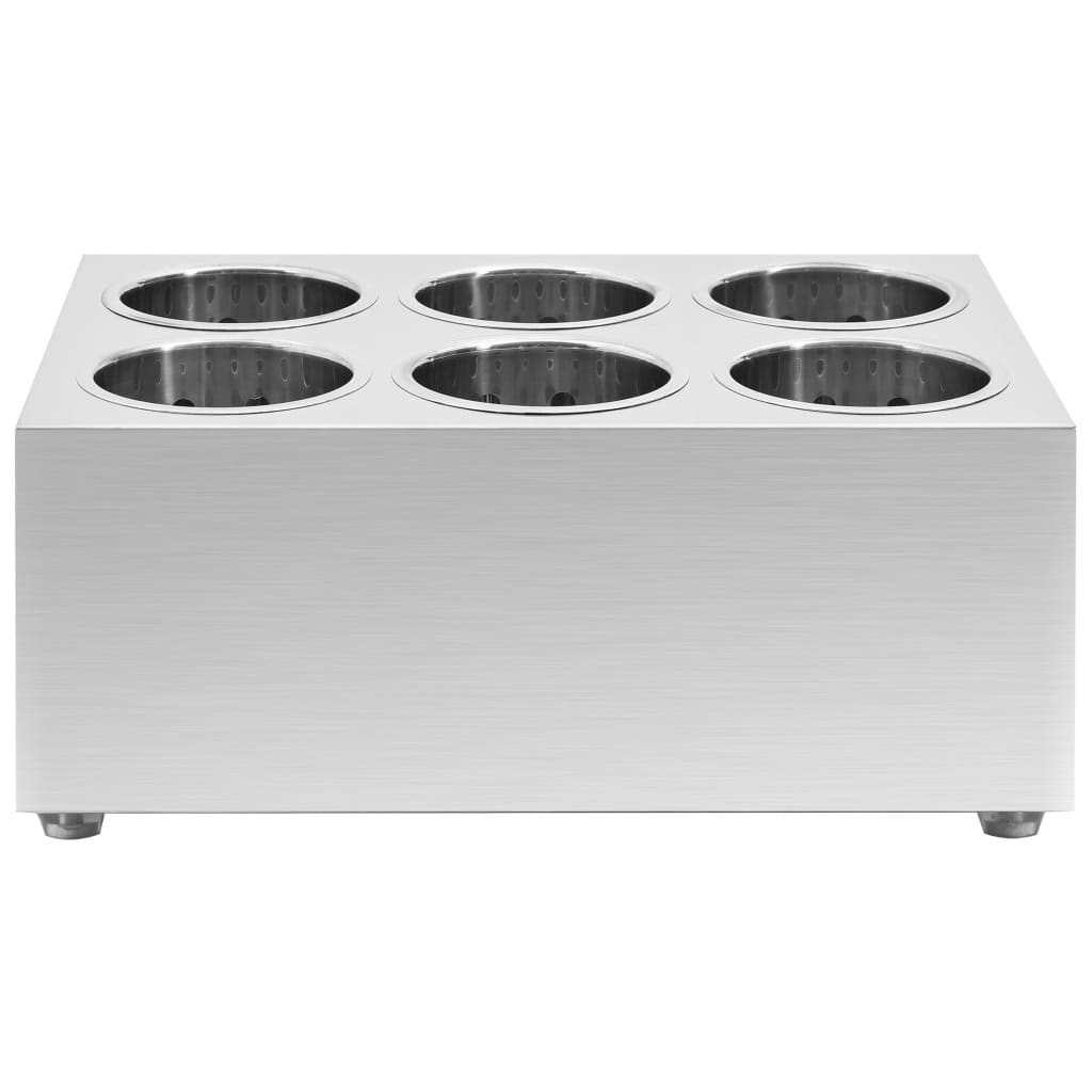 vidaXL Cutlery Holder 6 Grids Square Stainless Steel