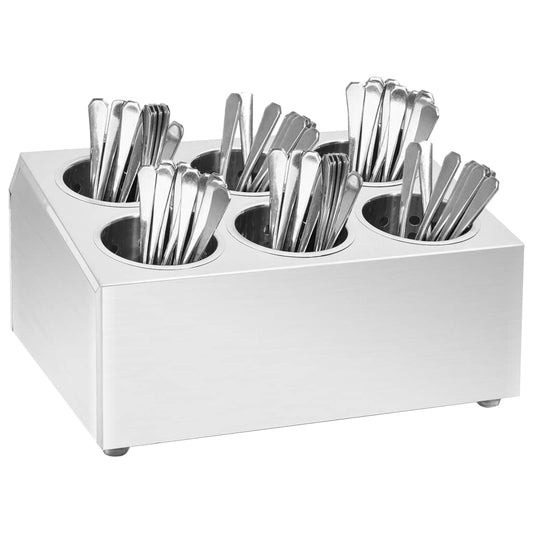 vidaXL Cutlery Holder 6 Grids Square Stainless Steel