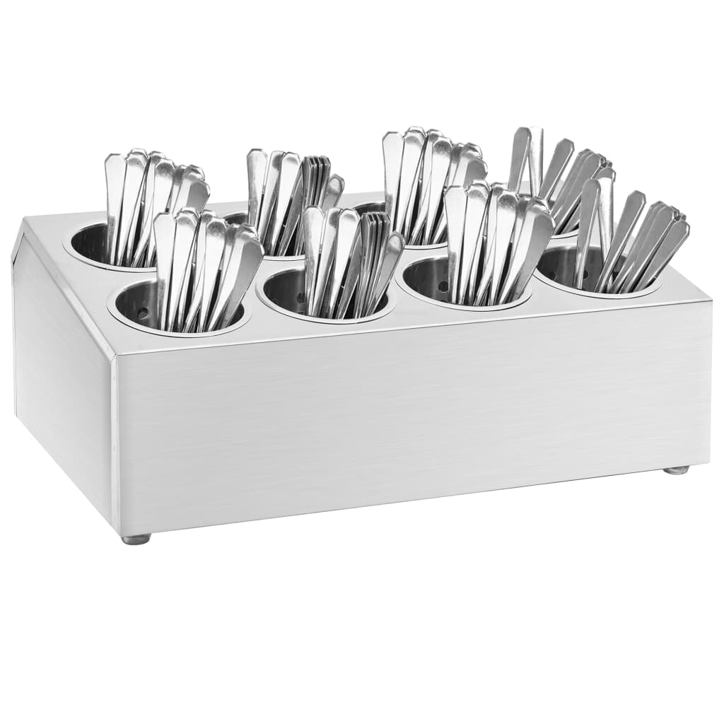 vidaXL Cutlery Holder 8 Grids Rectangular Stainless Steel