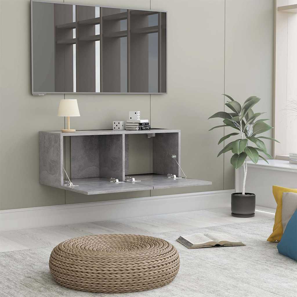 801476 vidaXL TV Cabinet Concrete Grey 80x30x30 cm Engineered Wood