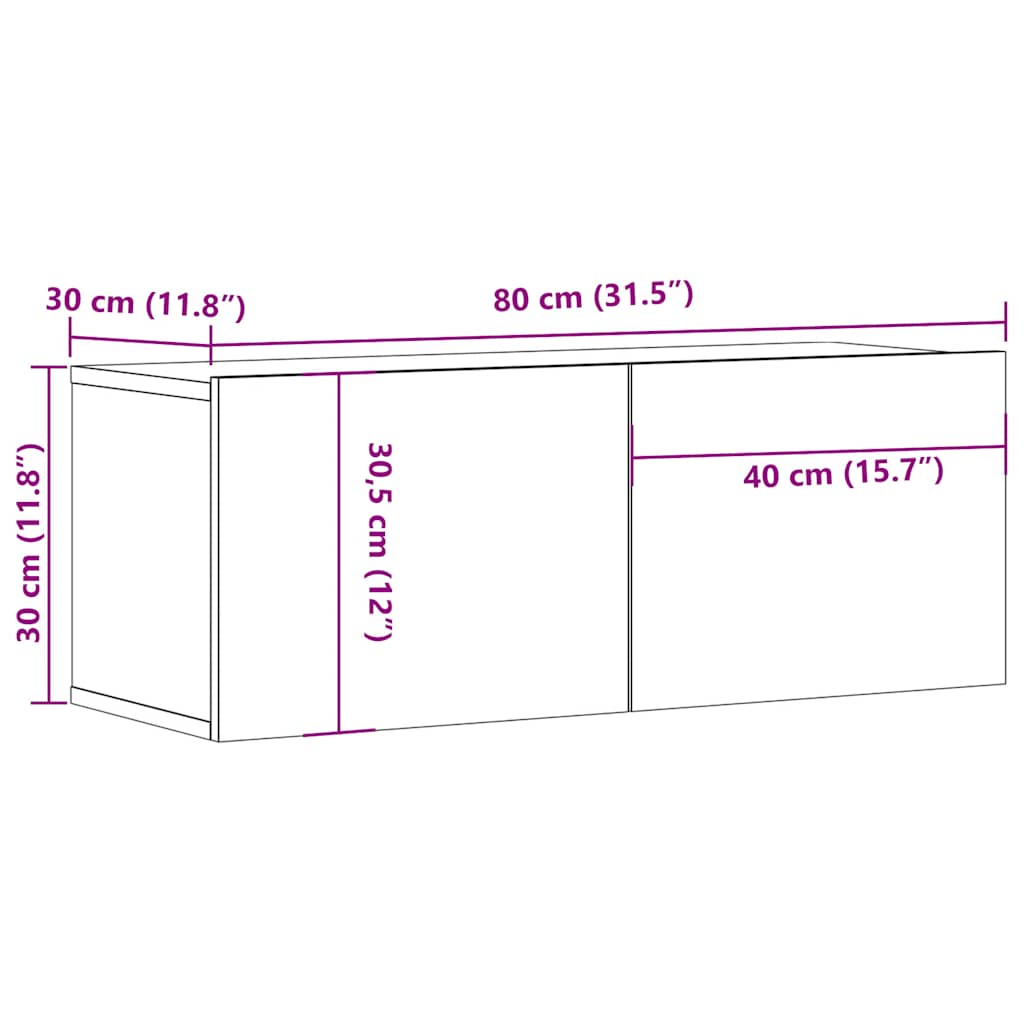 TV Cabinet Concrete Grey 80x30x30 cm Engineered Wood