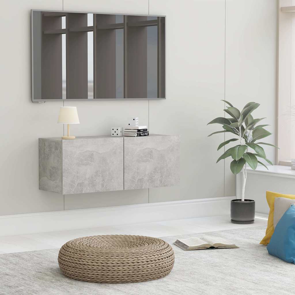 801476 vidaXL TV Cabinet Concrete Grey 80x30x30 cm Engineered Wood