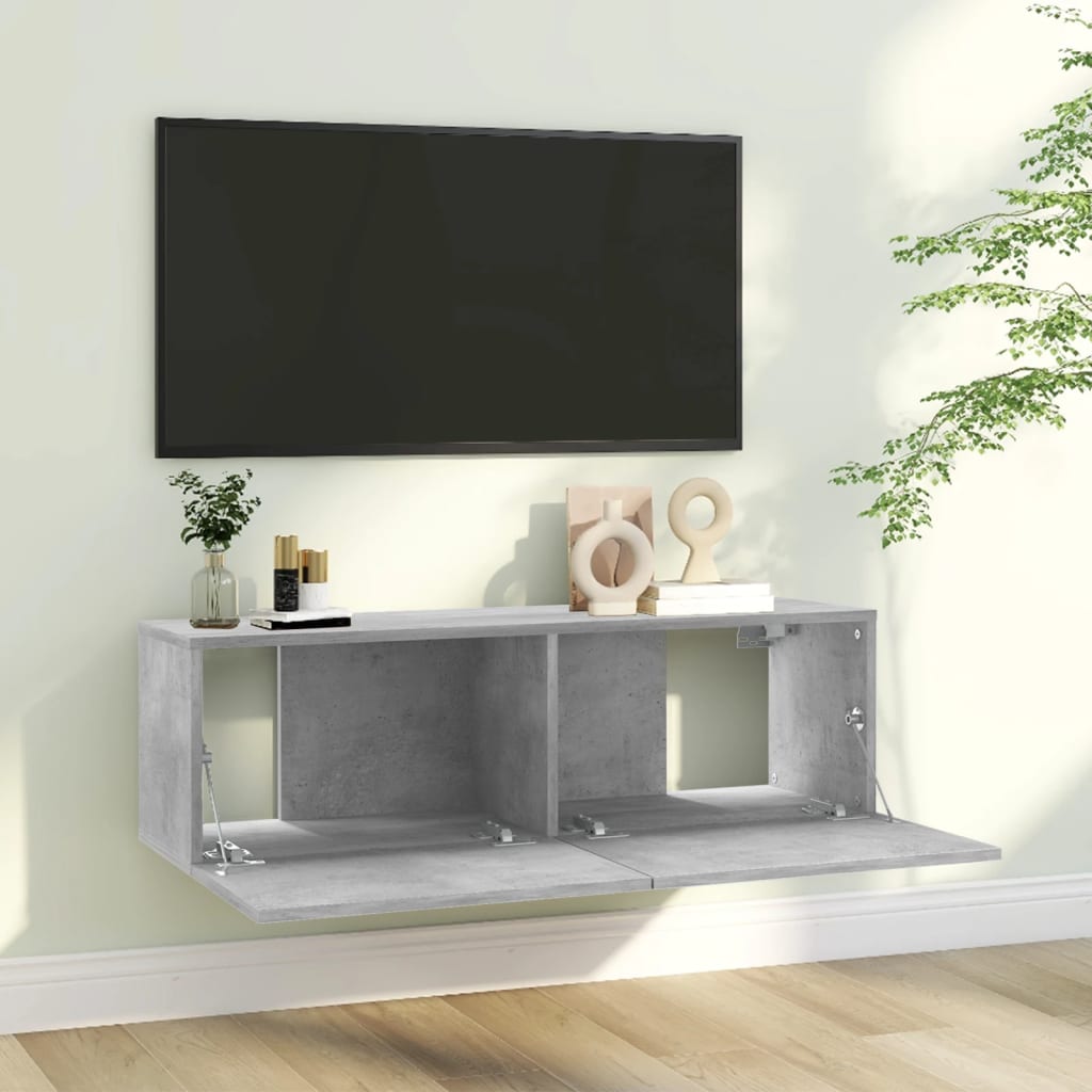 vidaXL TV Cabinet Concrete Grey 100x30x30 cm Engineered Wood