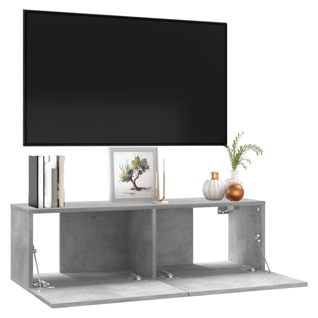 vidaXL TV Cabinet Concrete Grey 100x30x30 cm Engineered Wood