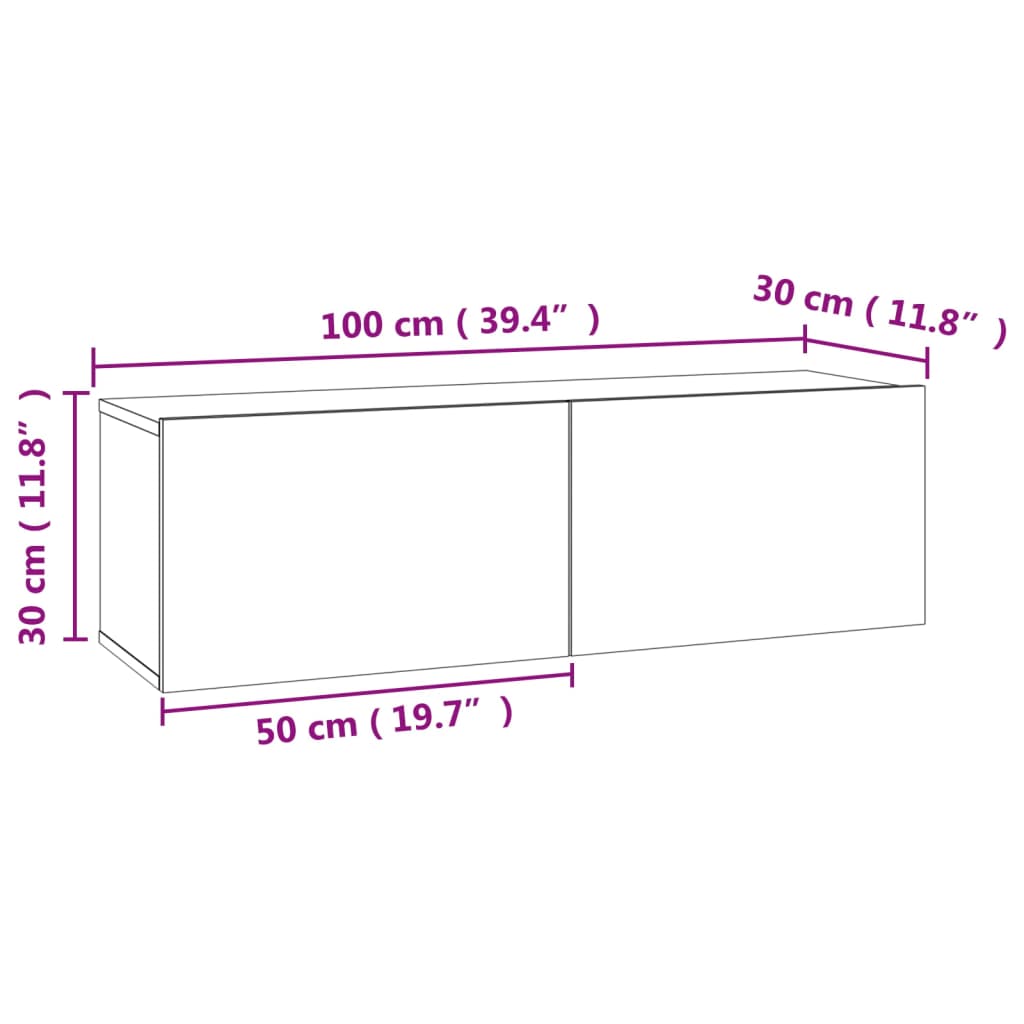 vidaXL TV Cabinet Concrete Grey 100x30x30 cm Engineered Wood