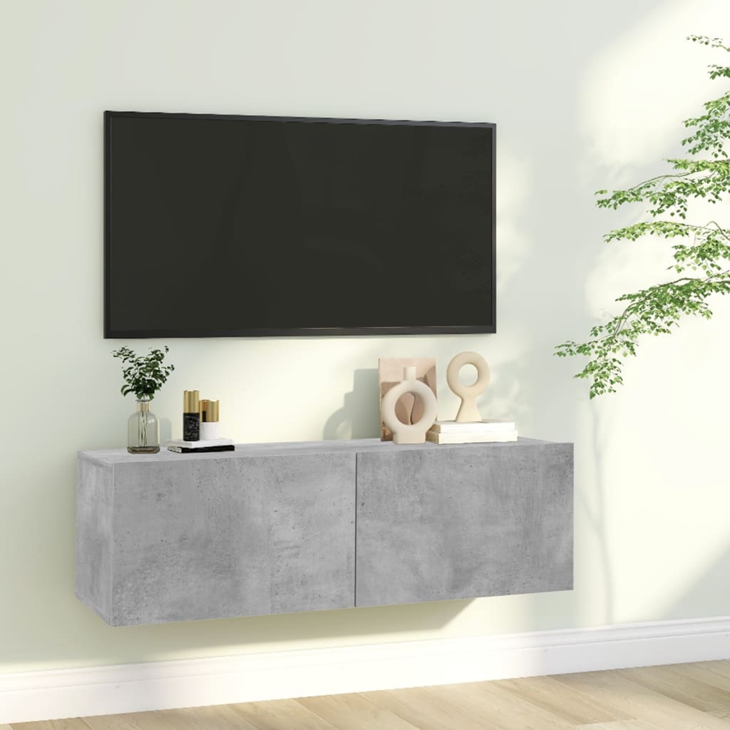 vidaXL TV Cabinet Concrete Grey 100x30x30 cm Engineered Wood