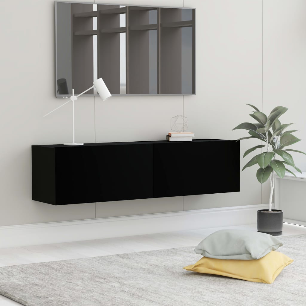 vidaXL TV Cabinet Black 120x30x30 cm Engineered Wood