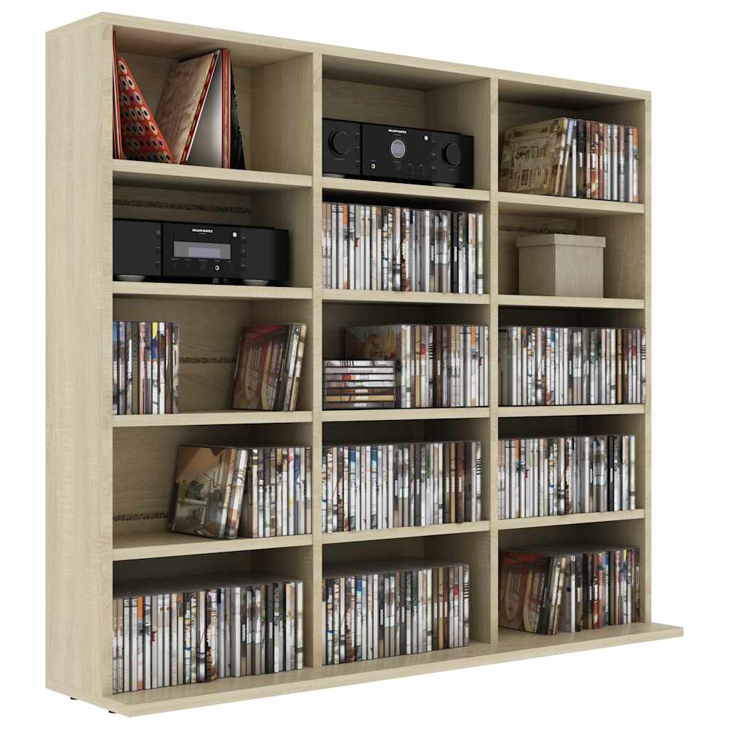 801790 vidaXL CD Cabinet Sonoma Oak 100x23x89,5 cm Engineered Wood