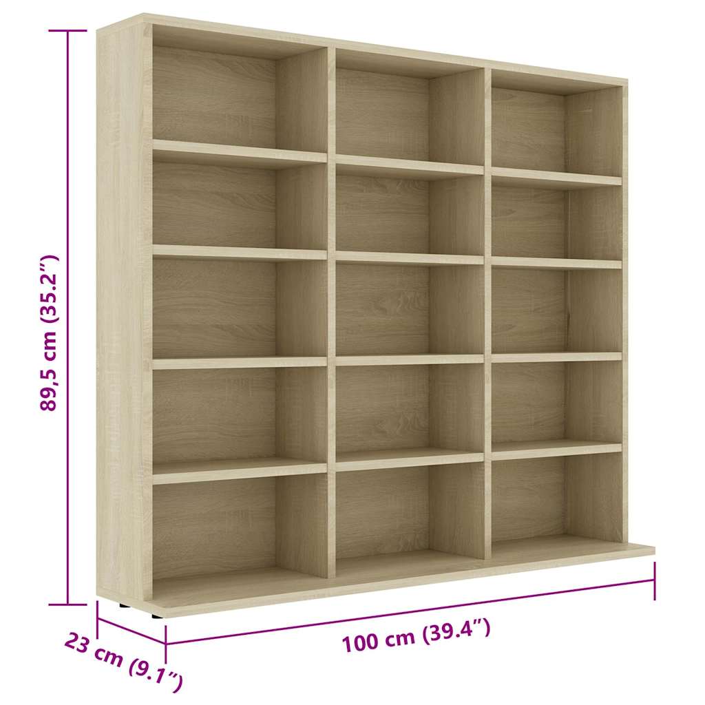 801790 vidaXL CD Cabinet Sonoma Oak 100x23x89,5 cm Engineered Wood