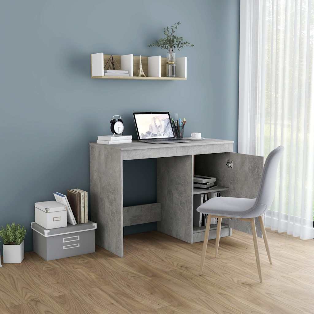 801800 vidaXL Desk Concrete Grey 100x50x76 cm Engineered Wood