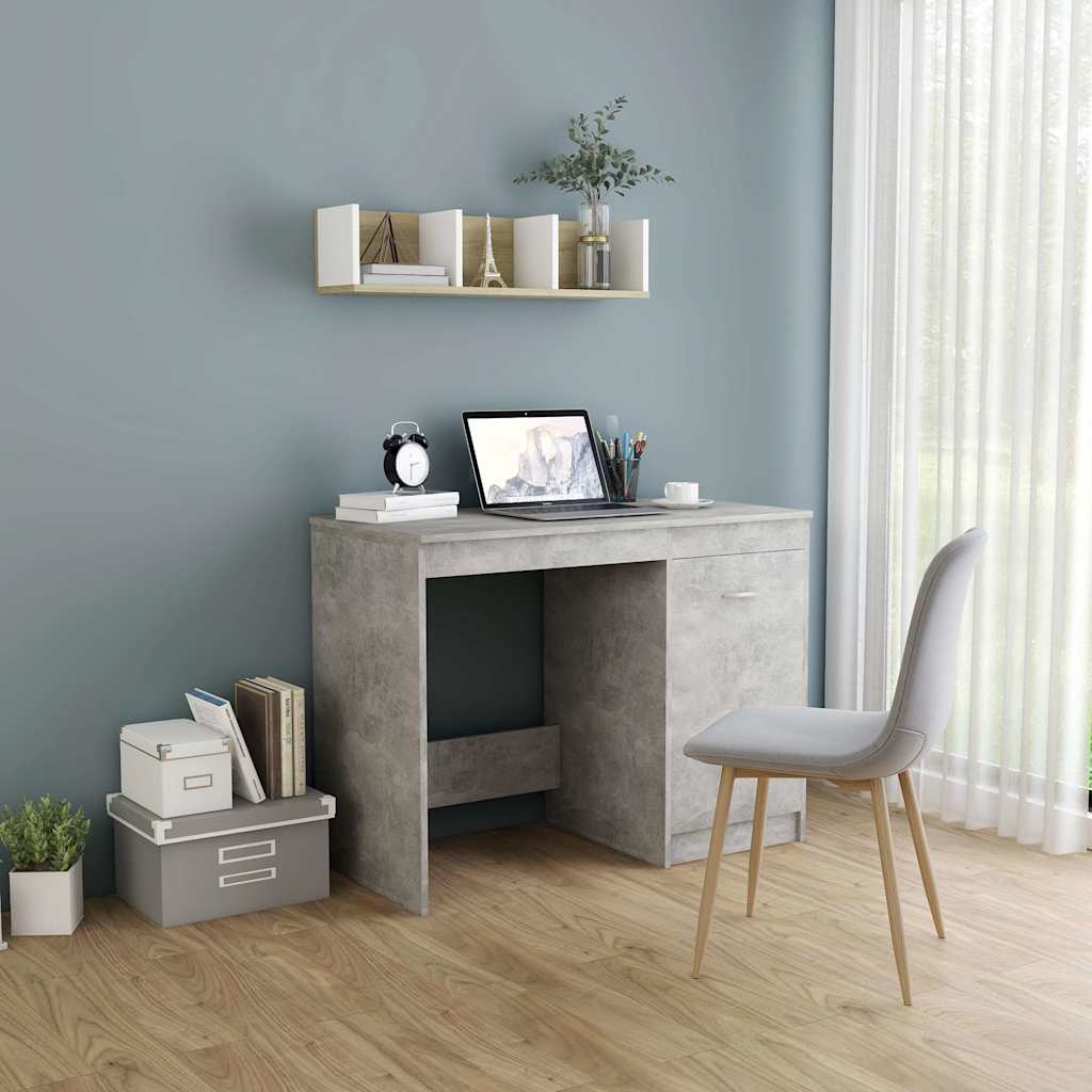 801800 vidaXL Desk Concrete Grey 100x50x76 cm Engineered Wood