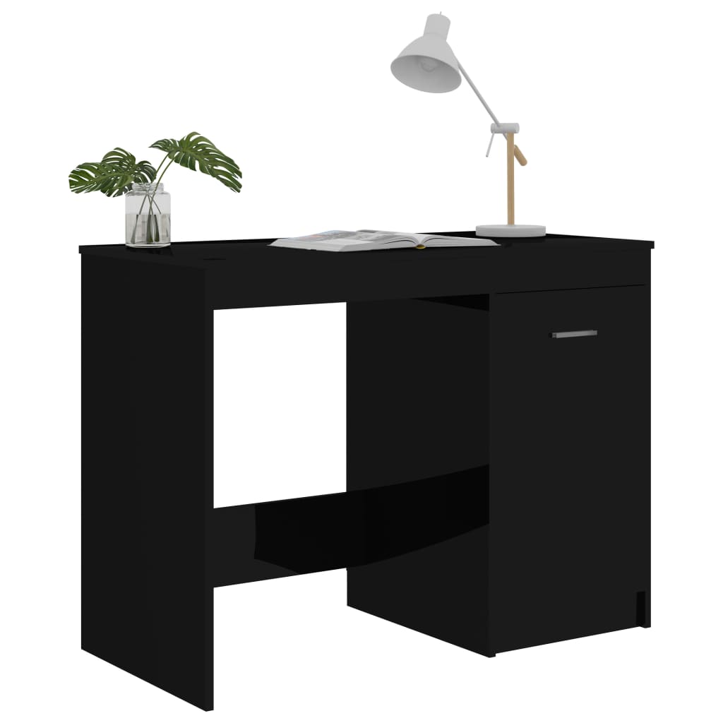 vidaXL Desk High Gloss Black 100x50x76 cm Engineered Wood