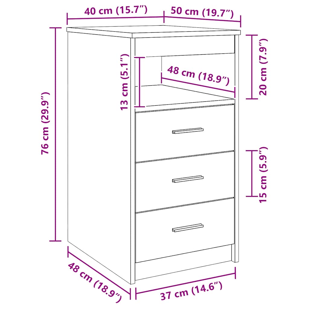 Drawer Cabinet White 40x50x76 cm Engineered Wood
