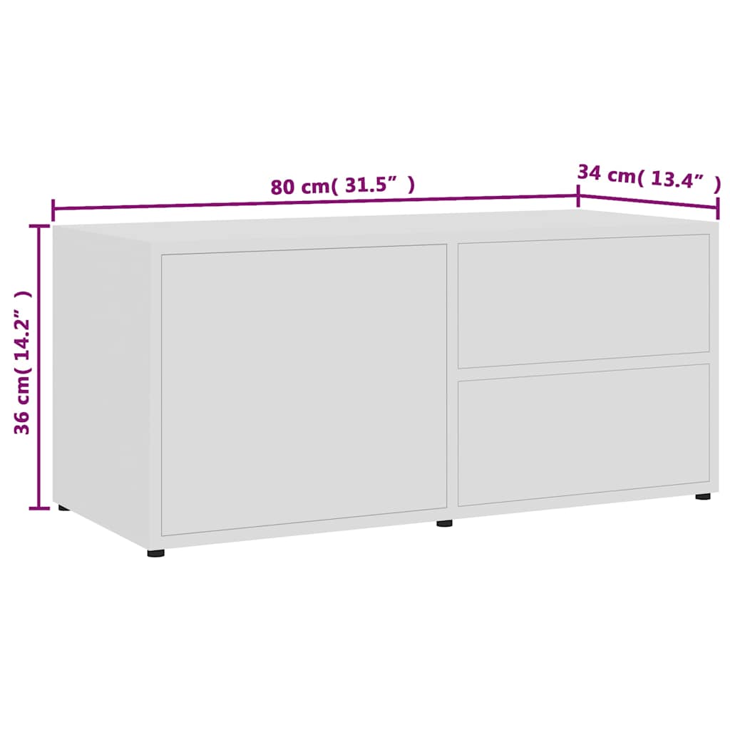 801850 vidaXL TV Cabinet White 80x34x36 cm Engineered Wood
