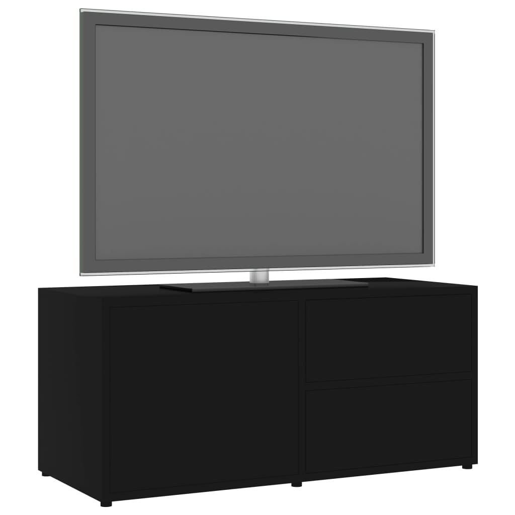 TV Cabinet | Black | Engineered wood | 80 x 34 x 36 cm | Doors