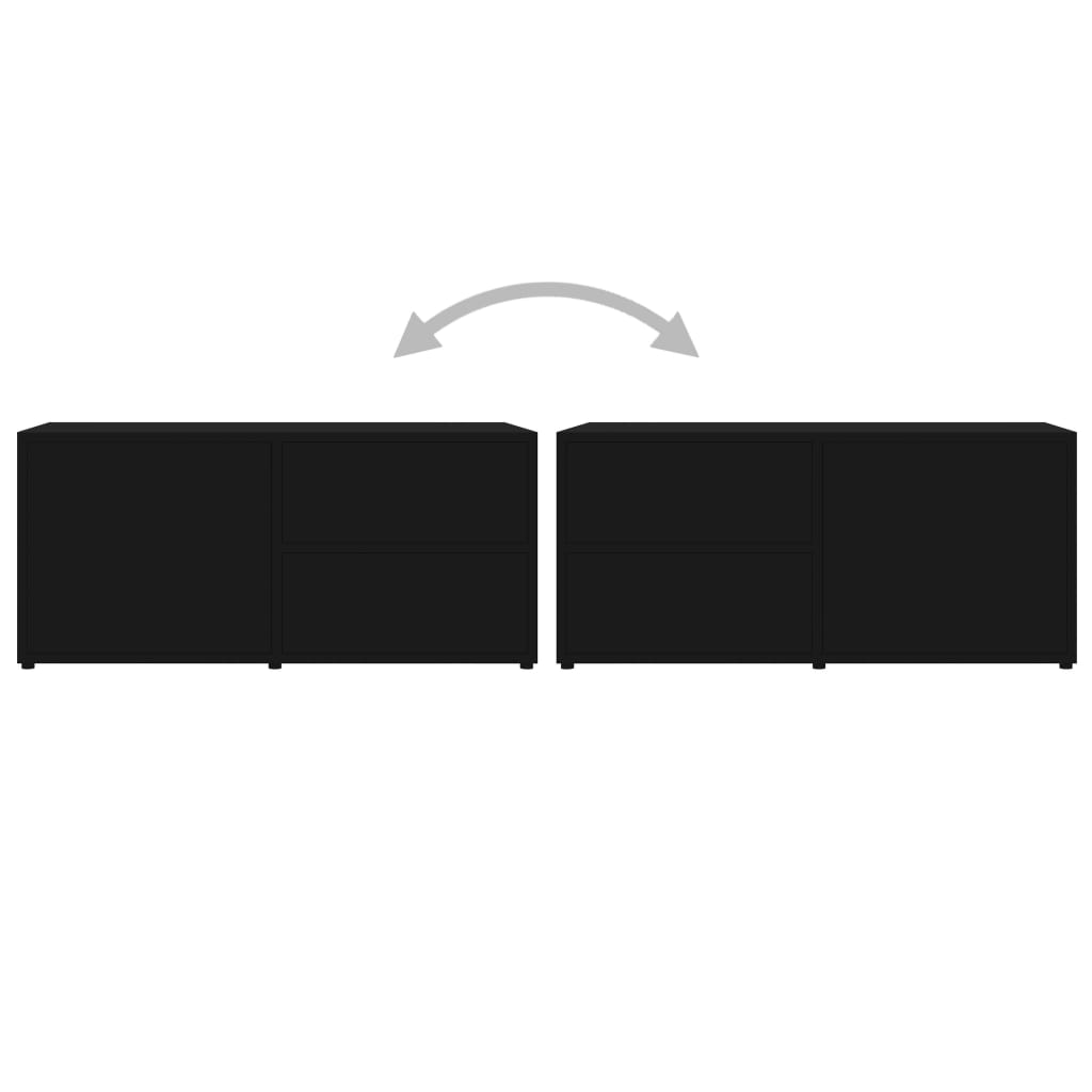 TV Cabinet | Black | Engineered wood | 80 x 34 x 36 cm | Doors