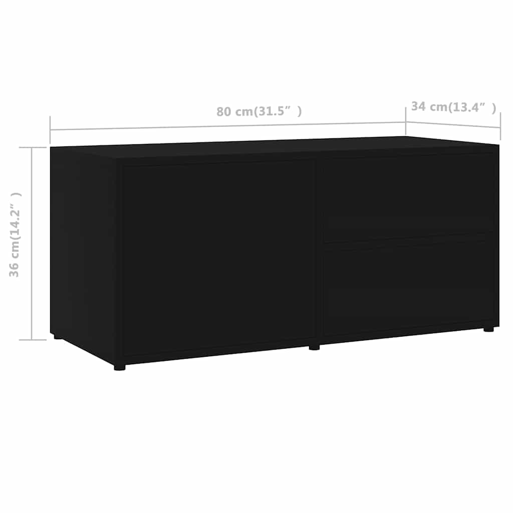 801851 vidaXL TV Cabinet Black 80x34x36 cm Engineered Wood