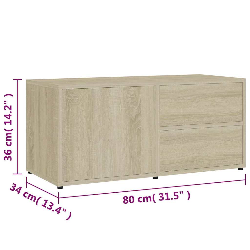801853 vidaXL TV Cabinet Sonoma Oak 80x34x36 cm Engineered Wood