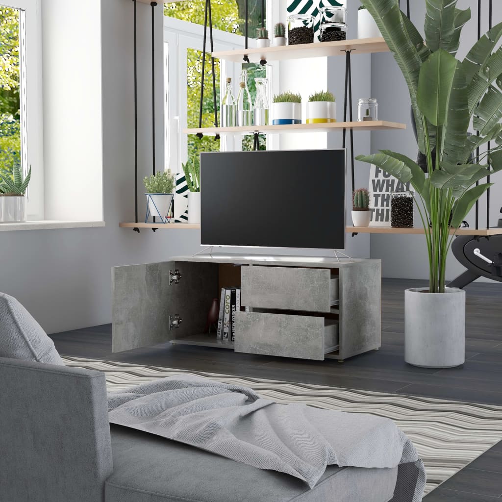 vidaXL TV Cabinet Concrete Grey 80x34x36 cm Engineered Wood