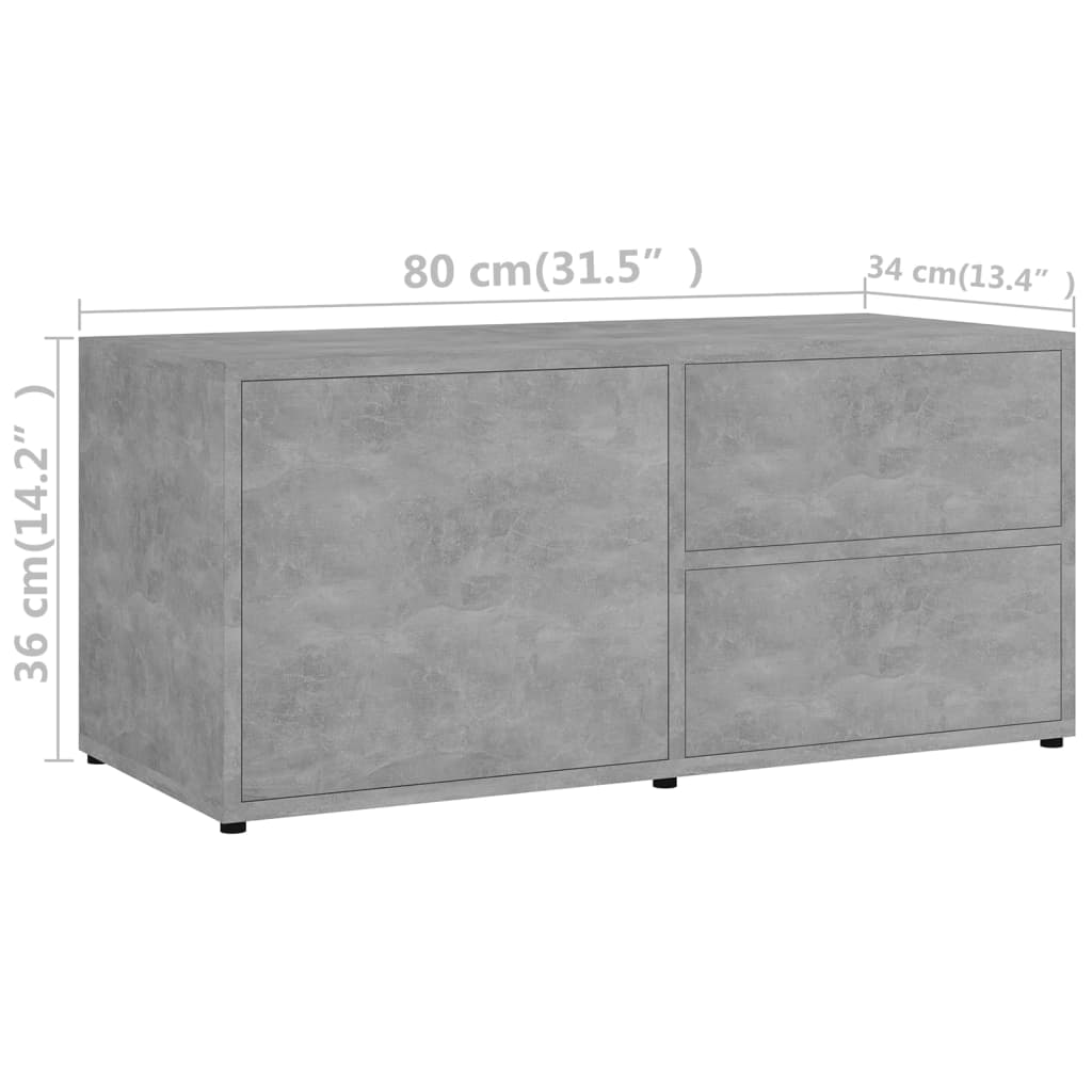 vidaXL TV Cabinet Concrete Grey 80x34x36 cm Engineered Wood