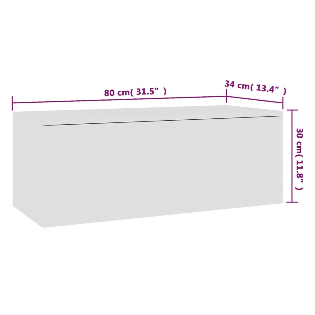 vidaXL TV Cabinet White 80x34x30 cm Engineered Wood