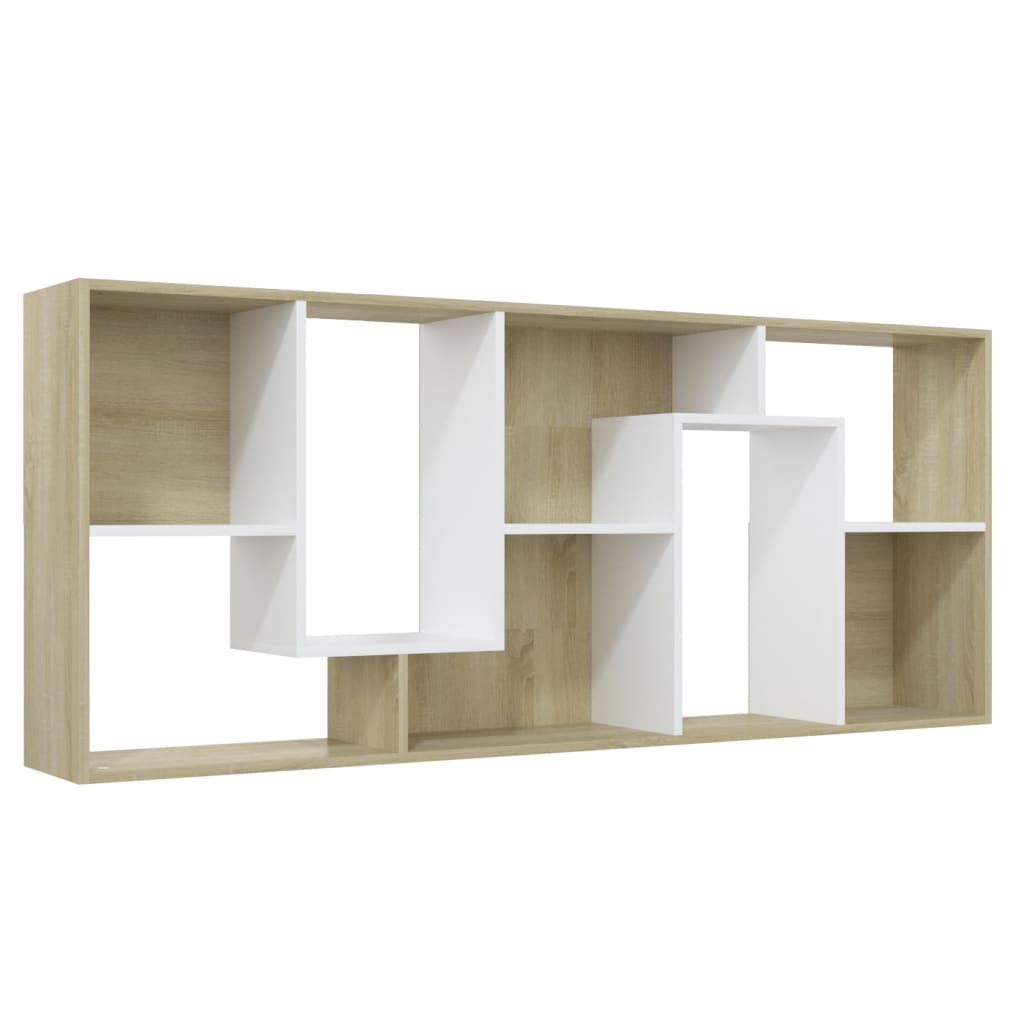 vidaXL Book Cabinet White and Sonoma Oak 67x24x161 cm Engineered Wood