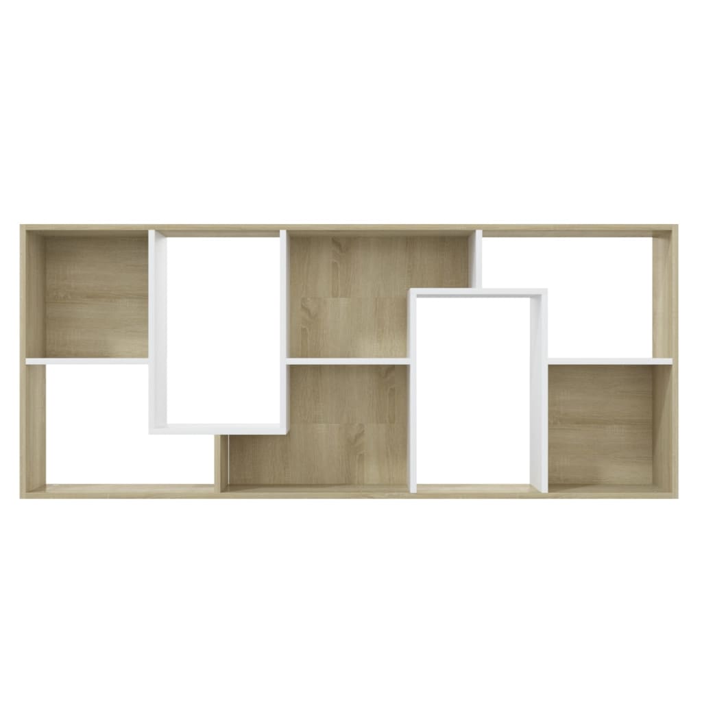 vidaXL Book Cabinet White and Sonoma Oak 67x24x161 cm Engineered Wood