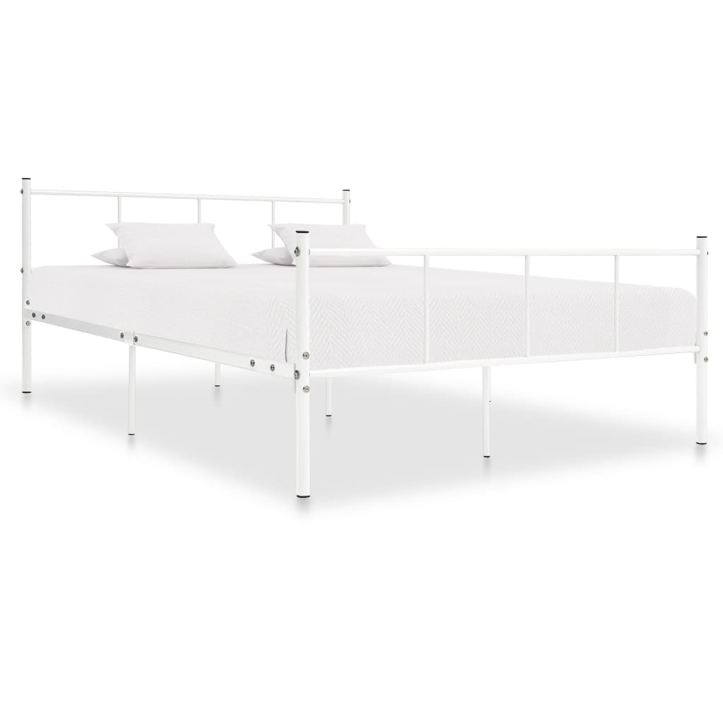 vidaXL Bed Frame without Mattress White Metal 120x200 cm