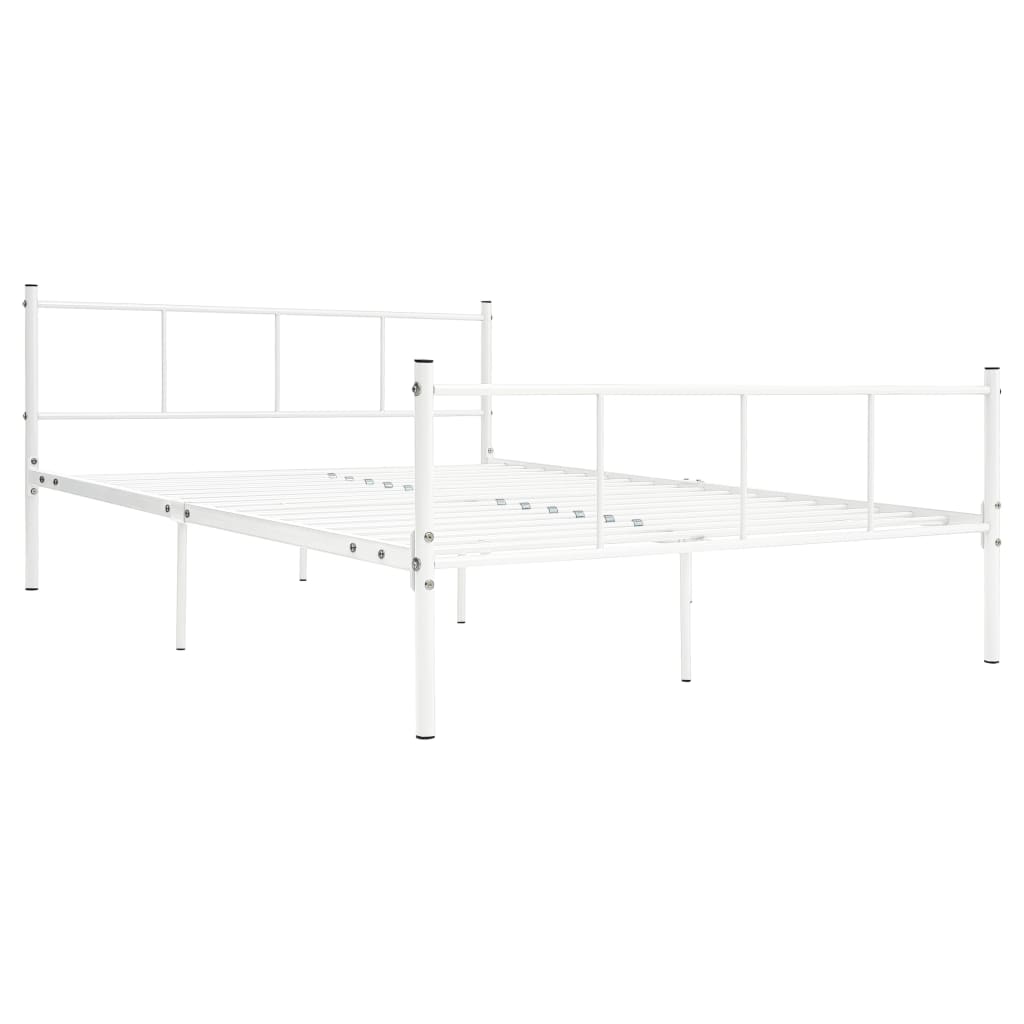 vidaXL Bed Frame without Mattress White Metal 120x200 cm