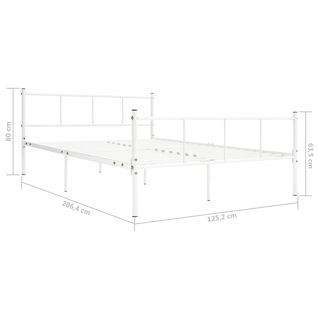 vidaXL Bed Frame without Mattress White Metal 120x200 cm