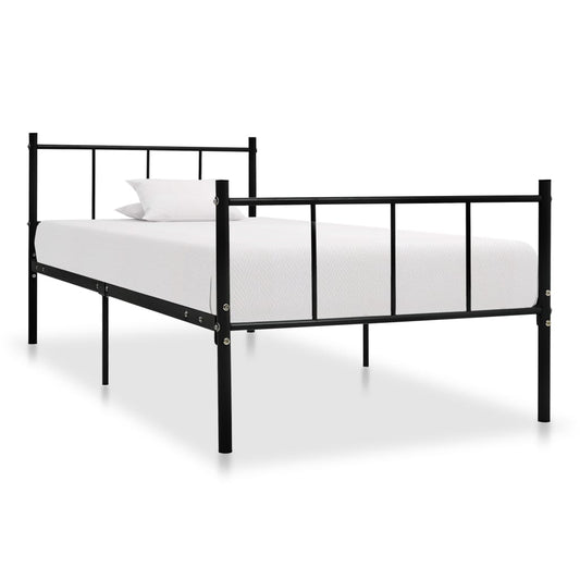 vidaXL Bed Frame without Mattress Black Metal 90x200 cm