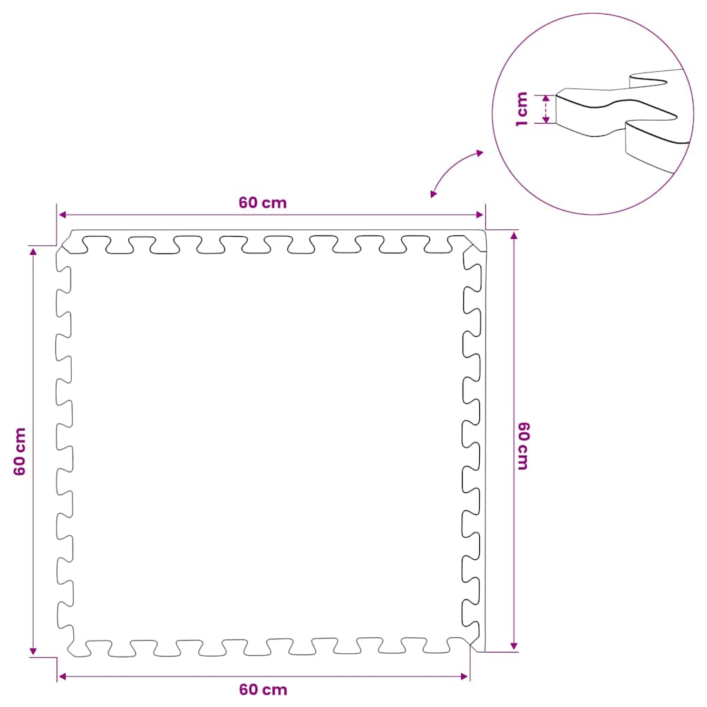Floor Mats 12 pcs 4.32 ㎡ EVA Foam Black