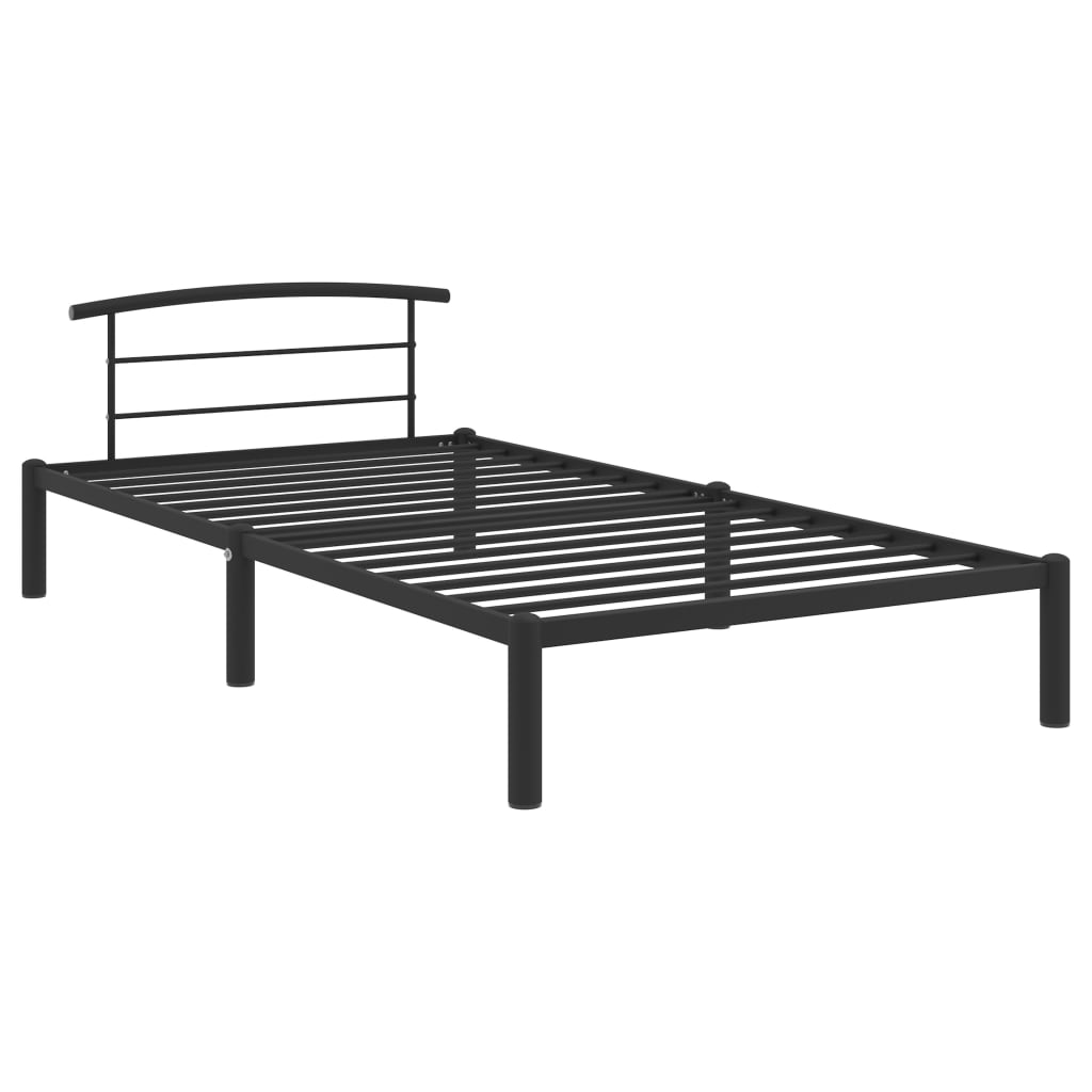 284656 vidaXL Bed Frame without Mattress Black Metal 90x200 cm